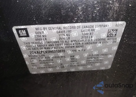 2017 GMC Terrain Slt z USA, uszkodzony, nr VIN 2GKALPEK9H6310878